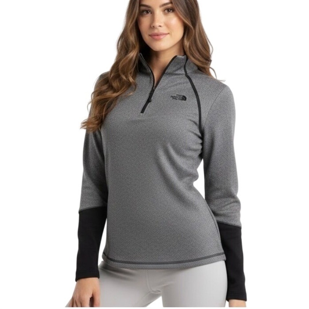 The North Face Pullover Interlock 1/4 Zip Jacket Women's Large Gray/ Black